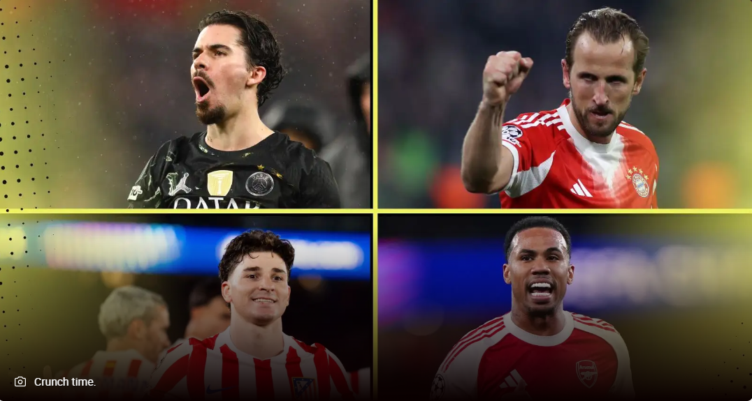 欧冠四强实力榜：巴黎第一，拜仁第二，阿森纳马竞分列三四名